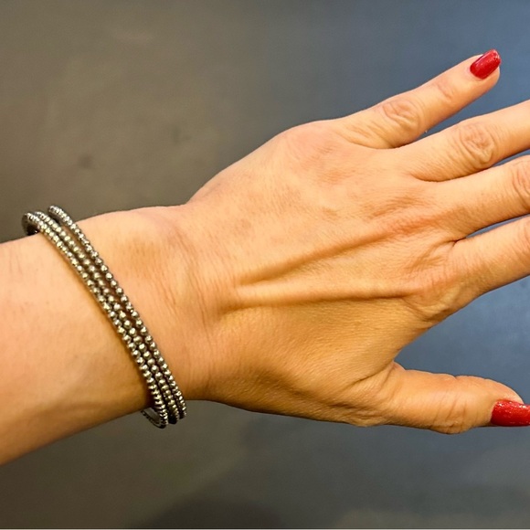 VINTAGE Dark Silver Set Of Three Bangle Bracelets - Picture 3 of 7